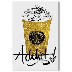 Oliver Gal 16x24 Glitter Fuel Starbucks Addict Art